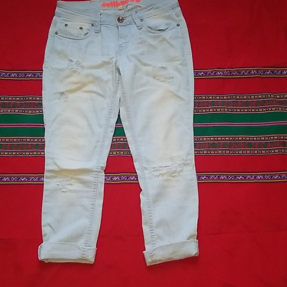 Dollhouse light blue crop distressed jeans